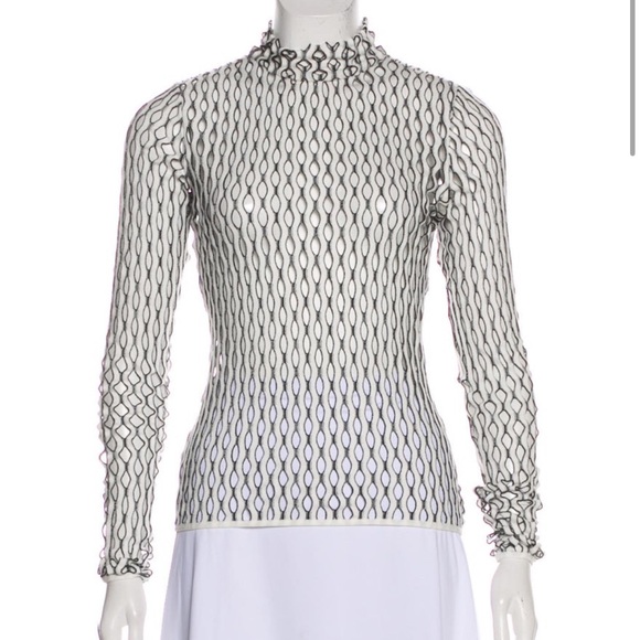 Elegant Black and White Patterned Women's Top - Picture 1 of 3